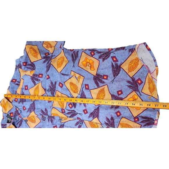 SK & Co Blouse Silk Print Size Large Long Sleeve Collared Button Down Shirt Blue - Picture 10 of 11